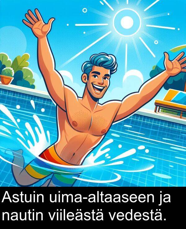 nautin: Astuin uima-altaaseen ja nautin viileästä vedestä.