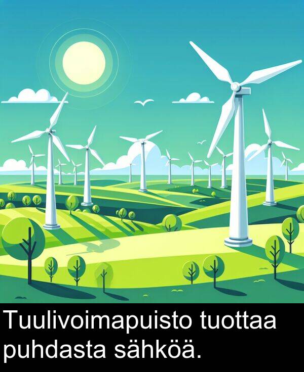 sähköä: Tuulivoimapuisto tuottaa puhdasta sähköä.