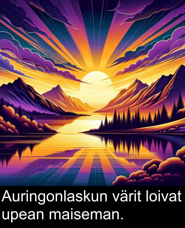loivat: Auringonlaskun värit loivat upean maiseman.