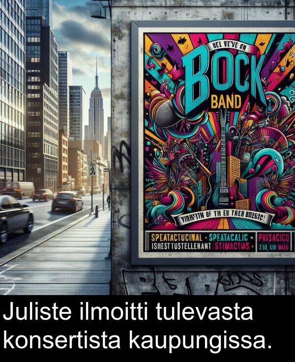 kaupungissa: Juliste ilmoitti tulevasta konsertista kaupungissa.