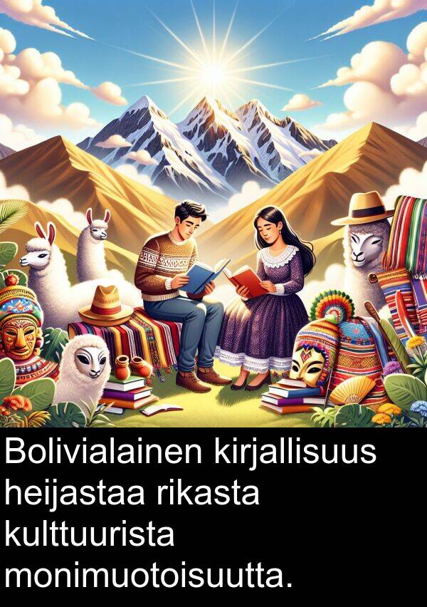 monimuotoisuutta: Bolivialainen kirjallisuus heijastaa rikasta kulttuurista monimuotoisuutta.