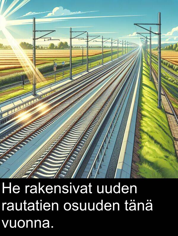 uuden: He rakensivat uuden rautatien osuuden tänä vuonna.