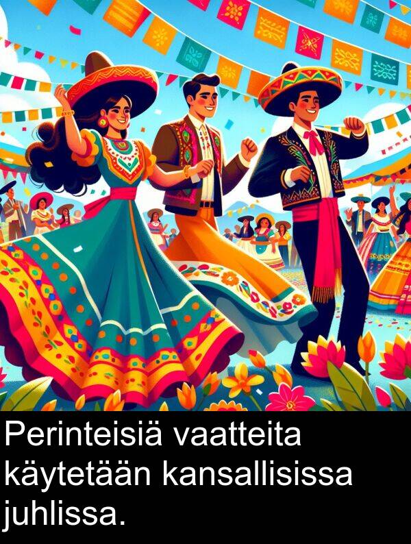 vaatteita: Perinteisiä vaatteita käytetään kansallisissa juhlissa.