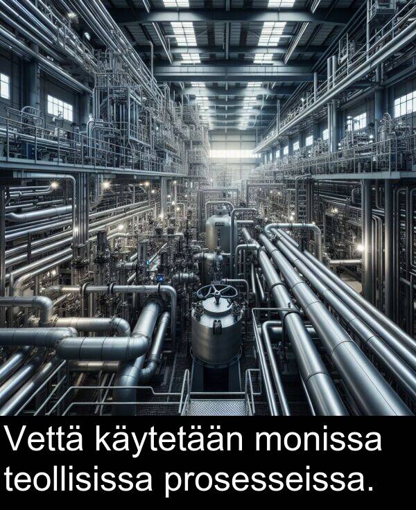 monissa: Vettä käytetään monissa teollisissa prosesseissa.