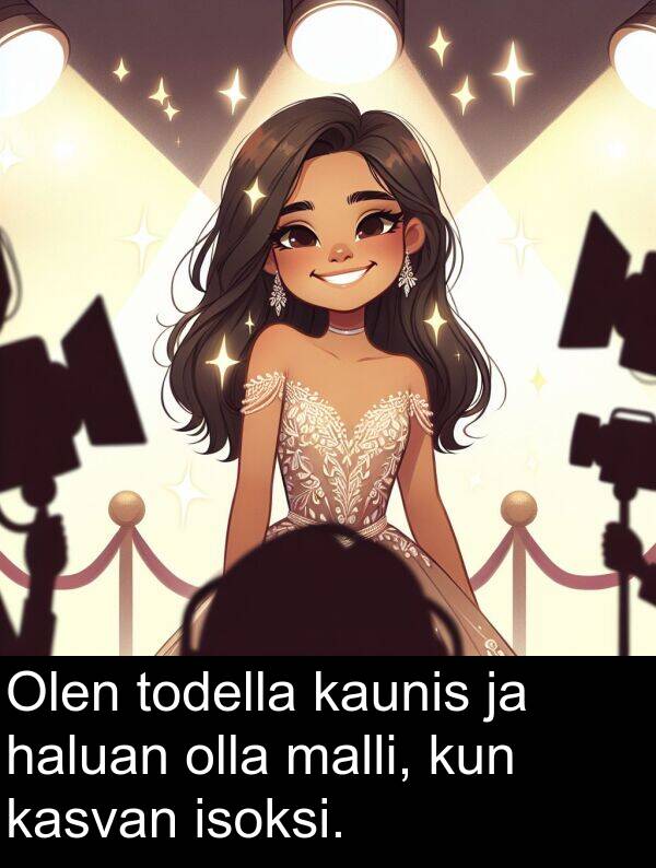 kun: Olen todella kaunis ja haluan olla malli, kun kasvan isoksi.