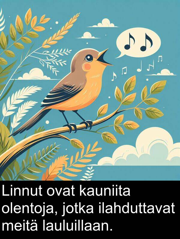 lauluillaan: Linnut ovat kauniita olentoja, jotka ilahduttavat meitä lauluillaan.