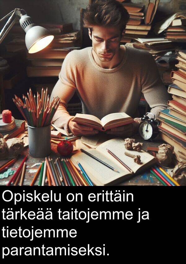 tärkeää: Opiskelu on erittäin tärkeää taitojemme ja tietojemme parantamiseksi.