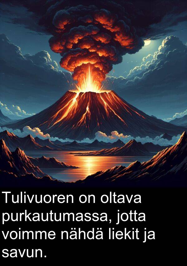 savun: Tulivuoren on oltava purkautumassa, jotta voimme nähdä liekit ja savun.