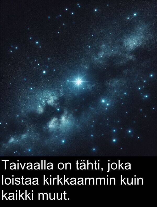 tähti: Taivaalla on tähti, joka loistaa kirkkaammin kuin kaikki muut.