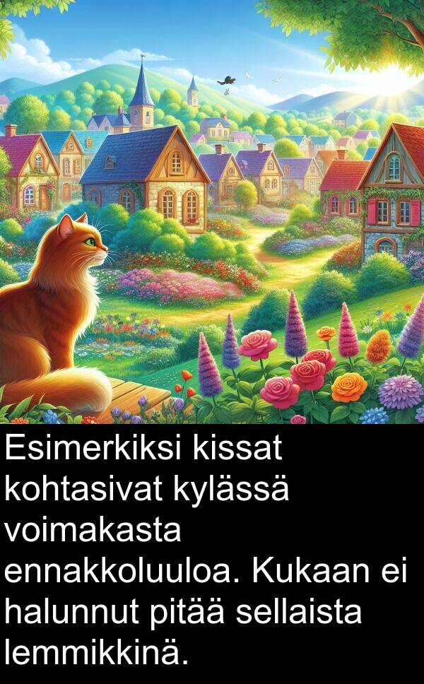 sellaista: Esimerkiksi kissat kohtasivat kylässä voimakasta ennakkoluuloa. Kukaan ei halunnut pitää sellaista lemmikkinä.