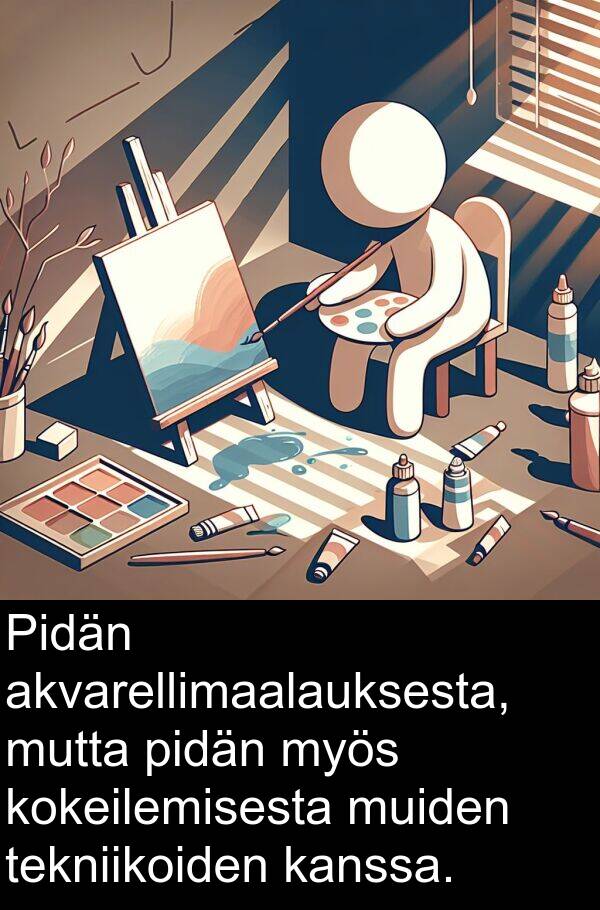 muiden: Pidän akvarellimaalauksesta, mutta pidän myös kokeilemisesta muiden tekniikoiden kanssa.