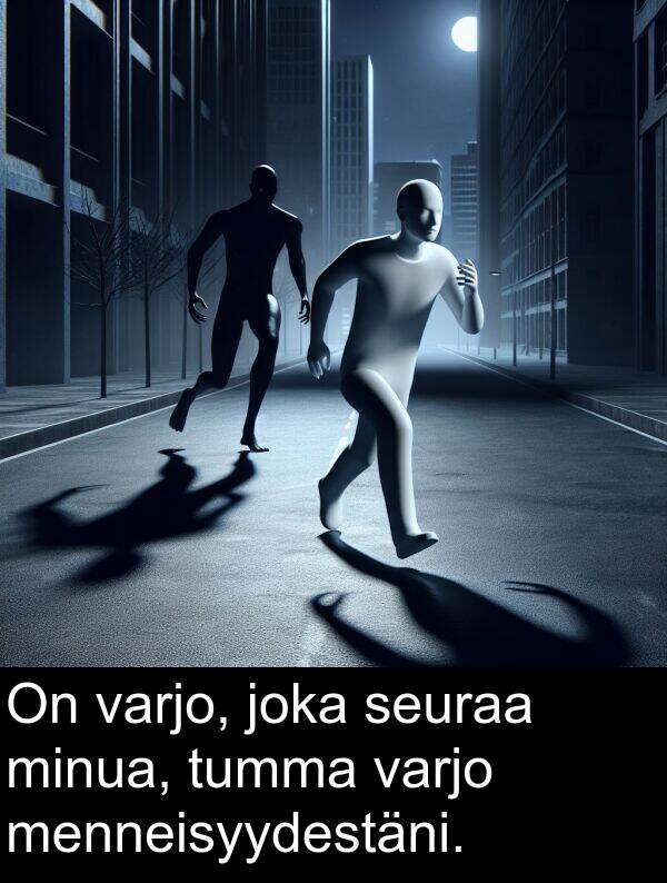 seuraa: On varjo, joka seuraa minua, tumma varjo menneisyydestäni.