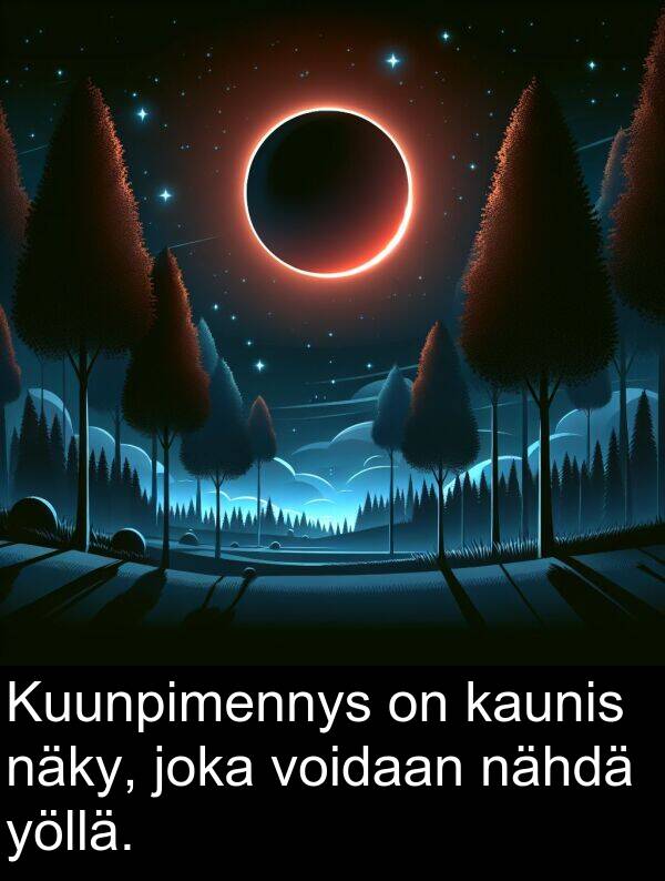 nähdä: Kuunpimennys on kaunis näky, joka voidaan nähdä yöllä.