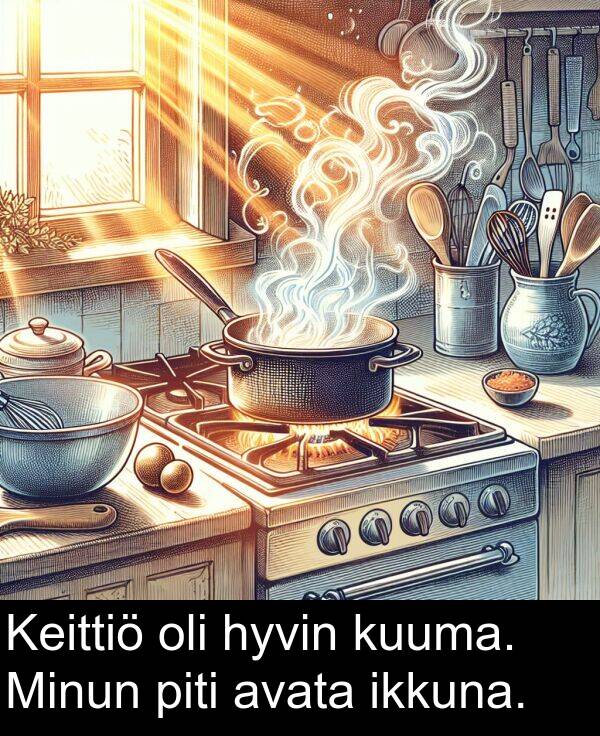ikkuna: Keittiö oli hyvin kuuma. Minun piti avata ikkuna.