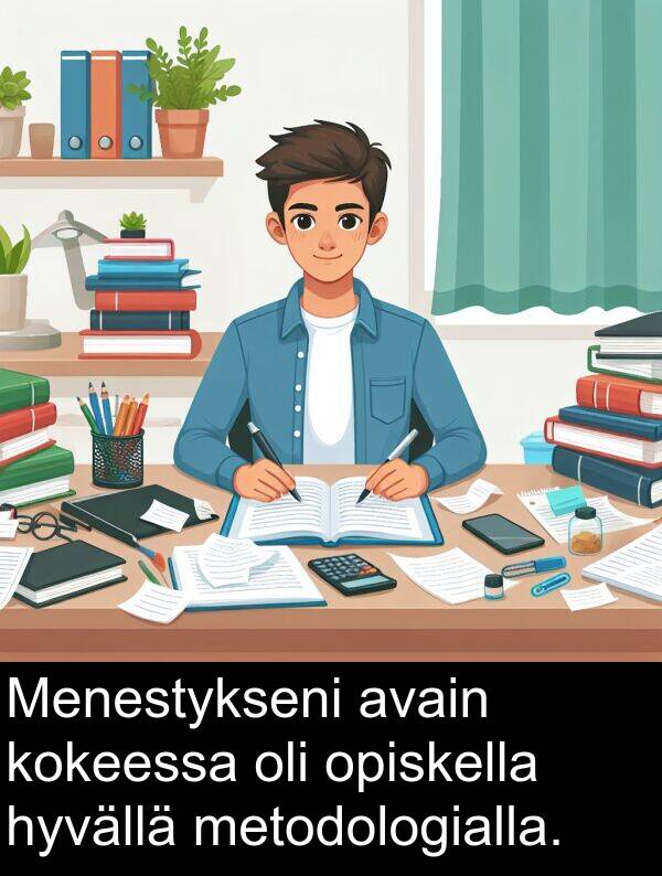 opiskella: Menestykseni avain kokeessa oli opiskella hyvällä metodologialla.