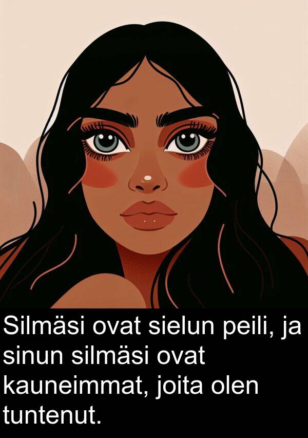 peili: Silmäsi ovat sielun peili, ja sinun silmäsi ovat kauneimmat, joita olen tuntenut.