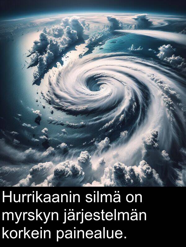 silmä: Hurrikaanin silmä on myrskyn järjestelmän korkein painealue.