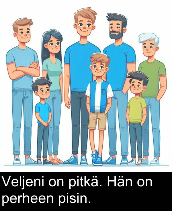 pisin: Veljeni on pitkä. Hän on perheen pisin.