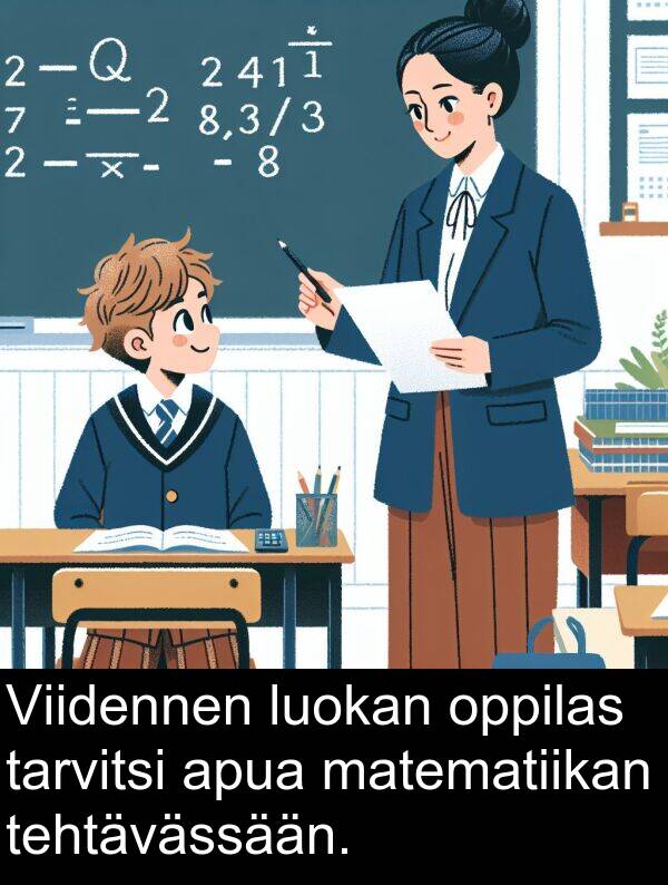 matematiikan: Viidennen luokan oppilas tarvitsi apua matematiikan tehtävässään.