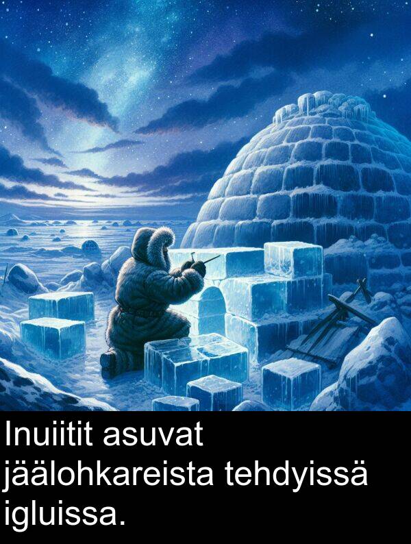 igluissa: Inuiitit asuvat jäälohkareista tehdyissä igluissa.