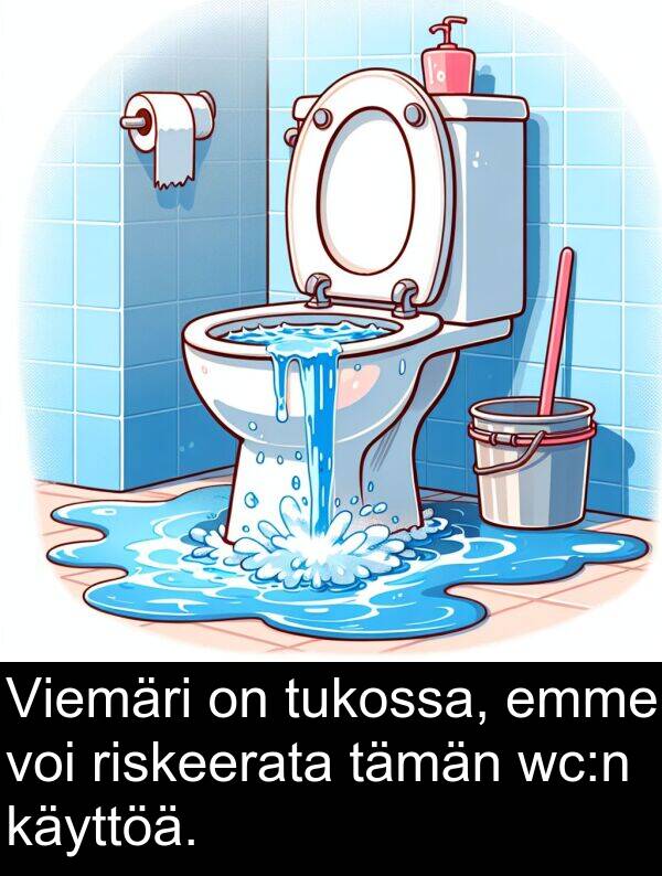 tukossa: Viemäri on tukossa, emme voi riskeerata tämän wc:n käyttöä.
