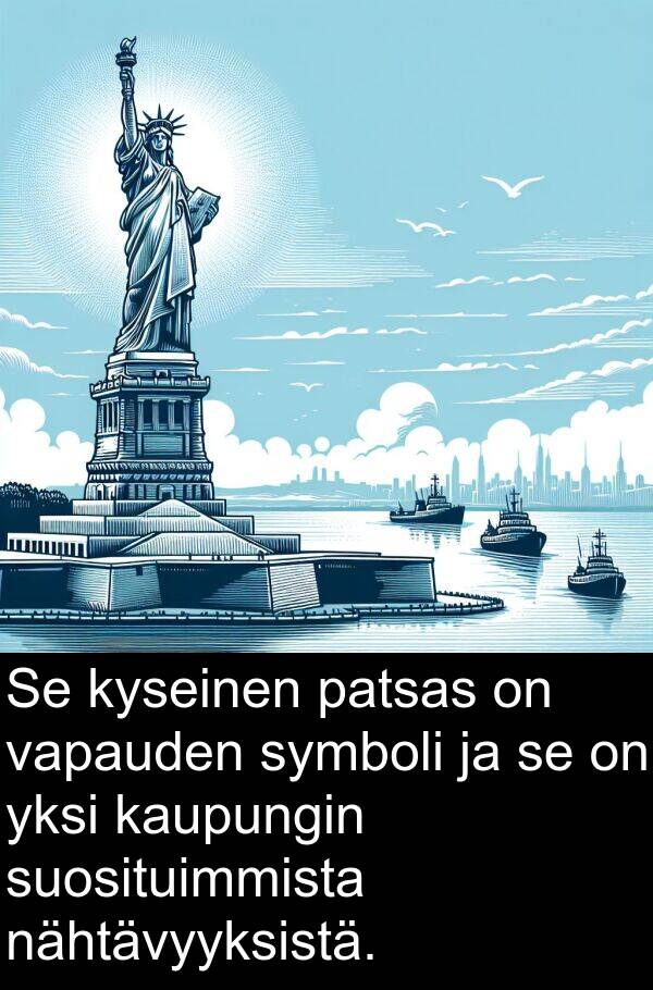 symboli: Se kyseinen patsas on vapauden symboli ja se on yksi kaupungin suosituimmista nähtävyyksistä.
