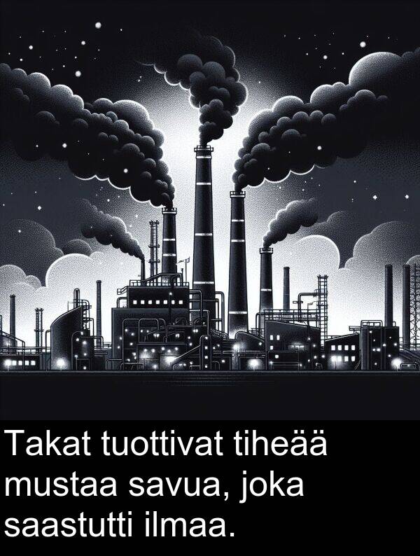 savua: Takat tuottivat tiheää mustaa savua, joka saastutti ilmaa.