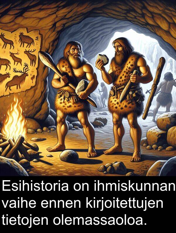 vaihe: Esihistoria on ihmiskunnan vaihe ennen kirjoitettujen tietojen olemassaoloa.