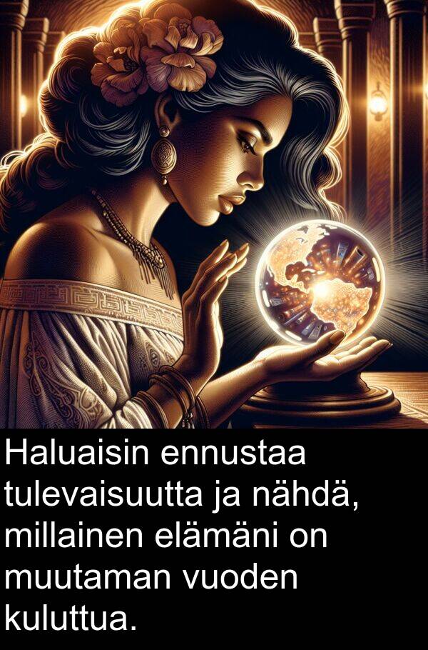 vuoden: Haluaisin ennustaa tulevaisuutta ja nähdä, millainen elämäni on muutaman vuoden kuluttua.