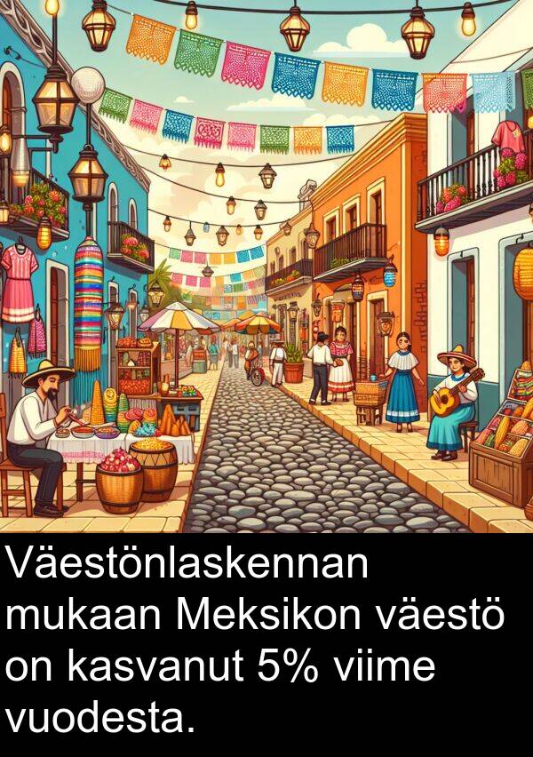 vuodesta: Väestönlaskennan mukaan Meksikon väestö on kasvanut 5% viime vuodesta.