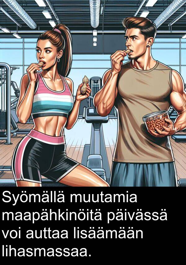 maapähkinöitä: Syömällä muutamia maapähkinöitä päivässä voi auttaa lisäämään lihasmassaa.