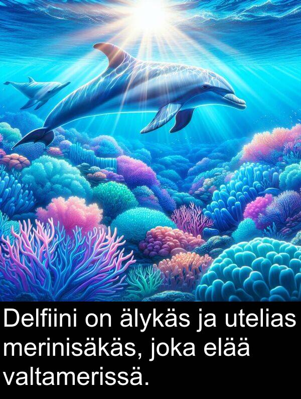 utelias: Delfiini on älykäs ja utelias merinisäkäs, joka elää valtamerissä.