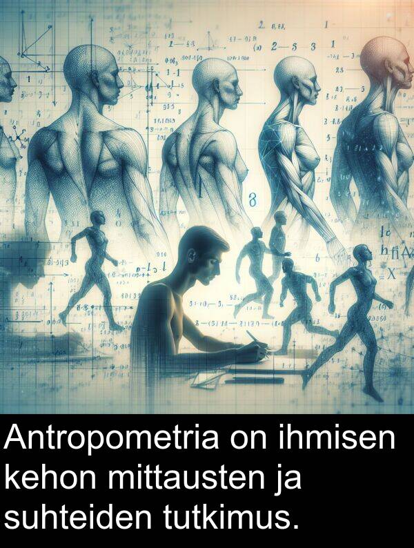 suhteiden: Antropometria on ihmisen kehon mittausten ja suhteiden tutkimus.