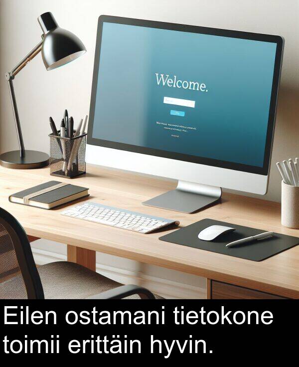 toimii: Eilen ostamani tietokone toimii erittäin hyvin.
