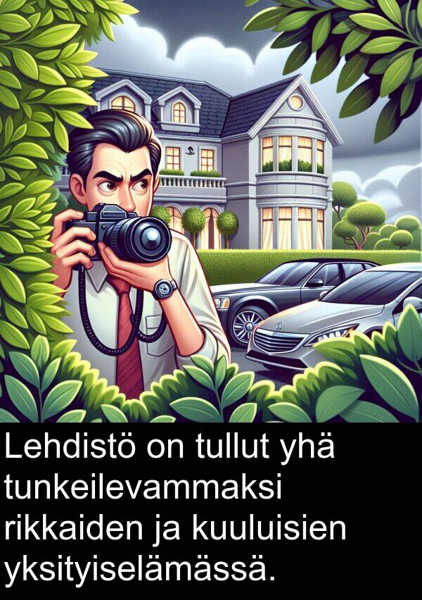 yhä: Lehdistö on tullut yhä tunkeilevammaksi rikkaiden ja kuuluisien yksityiselämässä.