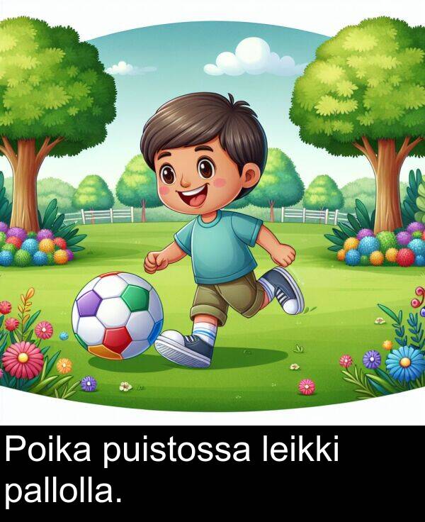 puistossa: Poika puistossa leikki pallolla.