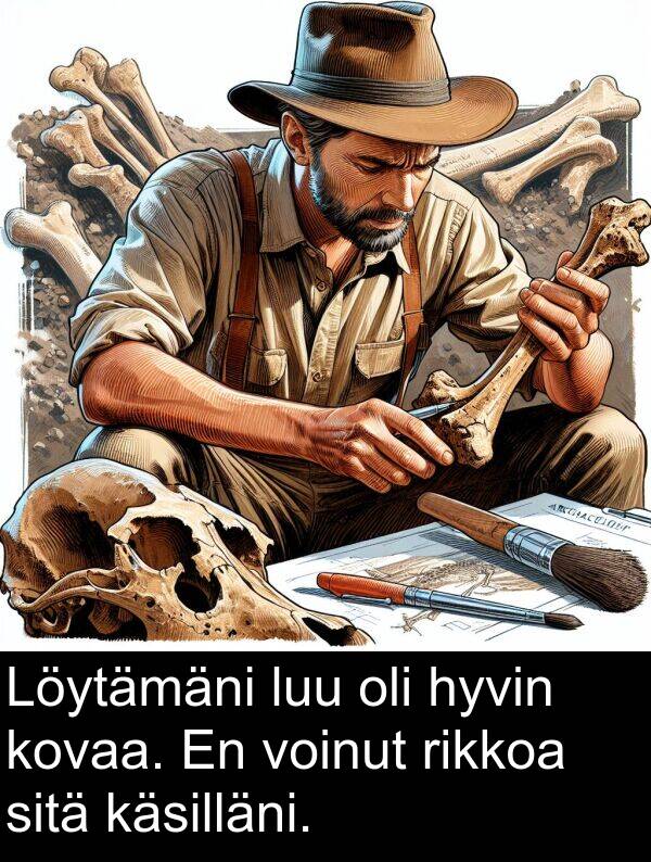 sitä: Löytämäni luu oli hyvin kovaa. En voinut rikkoa sitä käsilläni.