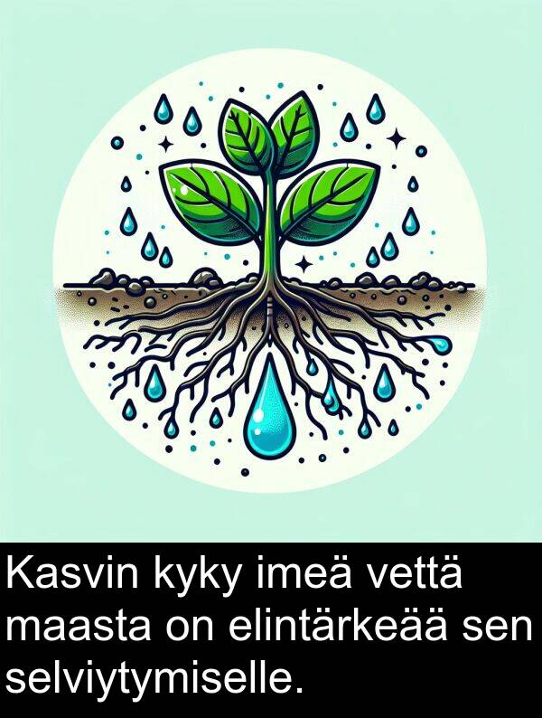 sen: Kasvin kyky imeä vettä maasta on elintärkeää sen selviytymiselle.