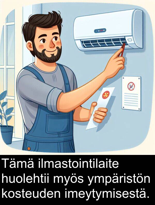 kosteuden: Tämä ilmastointilaite huolehtii myös ympäristön kosteuden imeytymisestä.