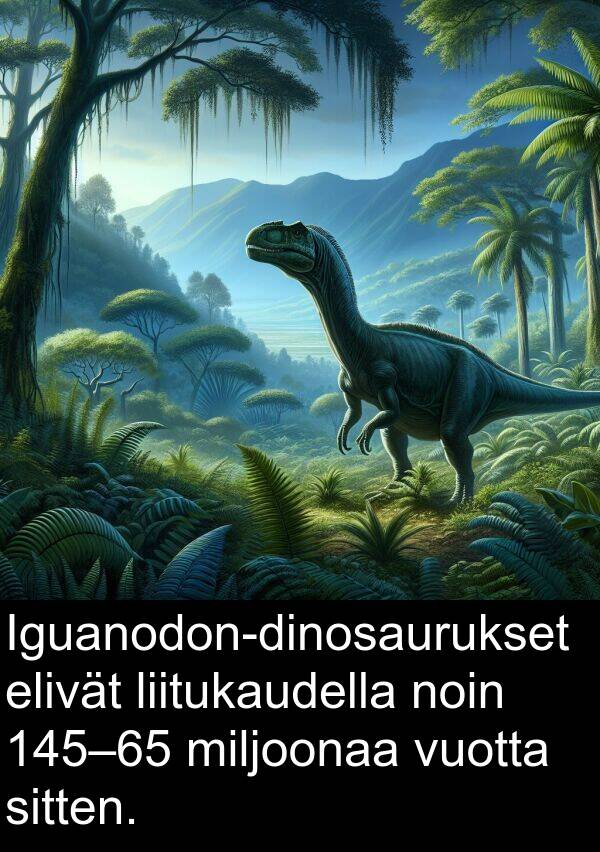 vuotta: Iguanodon-dinosaurukset elivät liitukaudella noin 145–65 miljoonaa vuotta sitten.