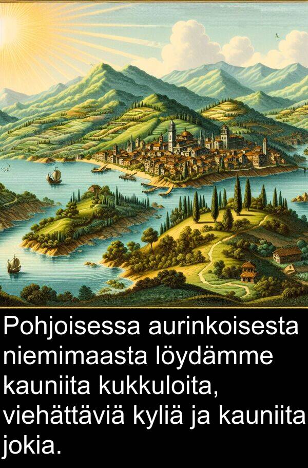 löydämme: Pohjoisessa aurinkoisesta niemimaasta löydämme kauniita kukkuloita, viehättäviä kyliä ja kauniita jokia.