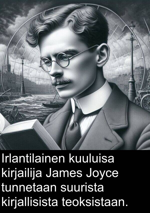 kirjailija: Irlantilainen kuuluisa kirjailija James Joyce tunnetaan suurista kirjallisista teoksistaan.