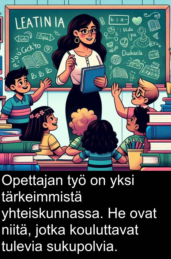 sukupolvia: Opettajan työ on yksi tärkeimmistä yhteiskunnassa. He ovat niitä, jotka kouluttavat tulevia sukupolvia.