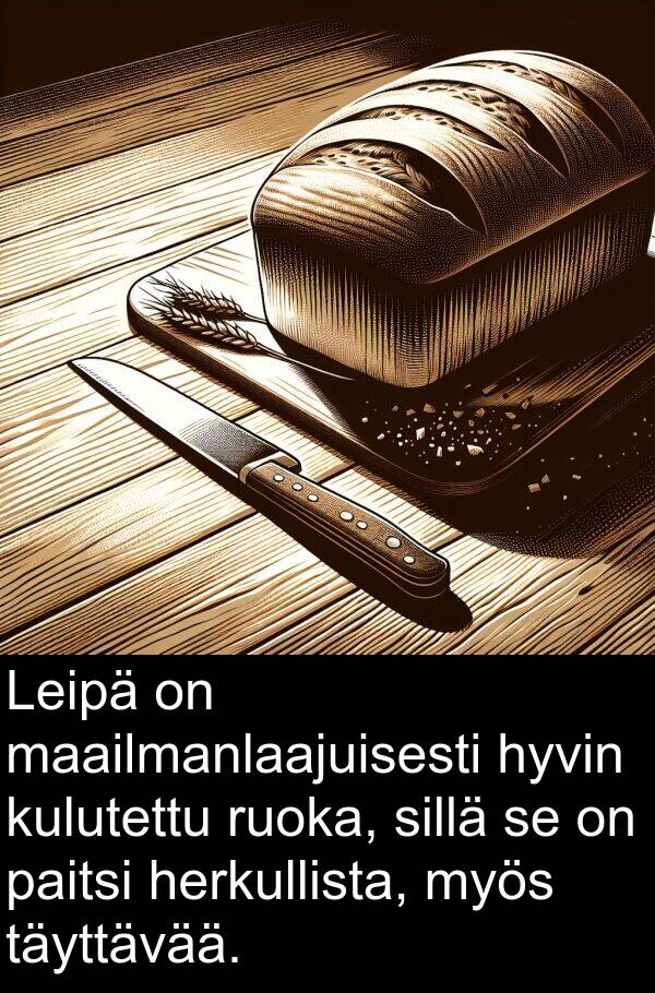 sillä: Leipä on maailmanlaajuisesti hyvin kulutettu ruoka, sillä se on paitsi herkullista, myös täyttävää.