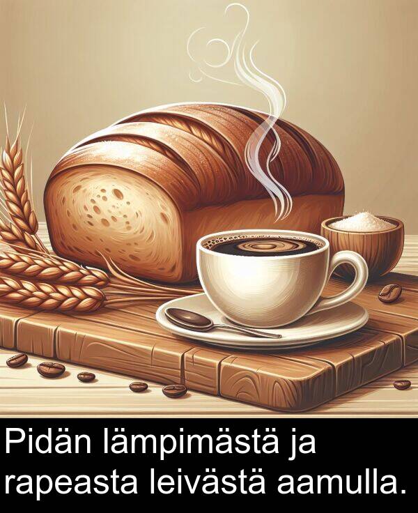 lämpimästä: Pidän lämpimästä ja rapeasta leivästä aamulla.