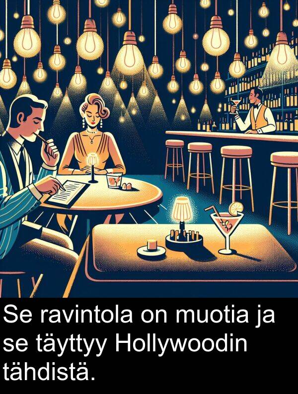 ravintola: Se ravintola on muotia ja se täyttyy Hollywoodin tähdistä.