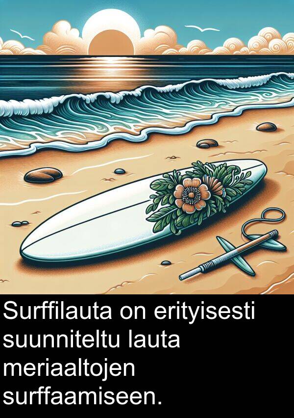 suunniteltu: Surffilauta on erityisesti suunniteltu lauta meriaaltojen surffaamiseen.
