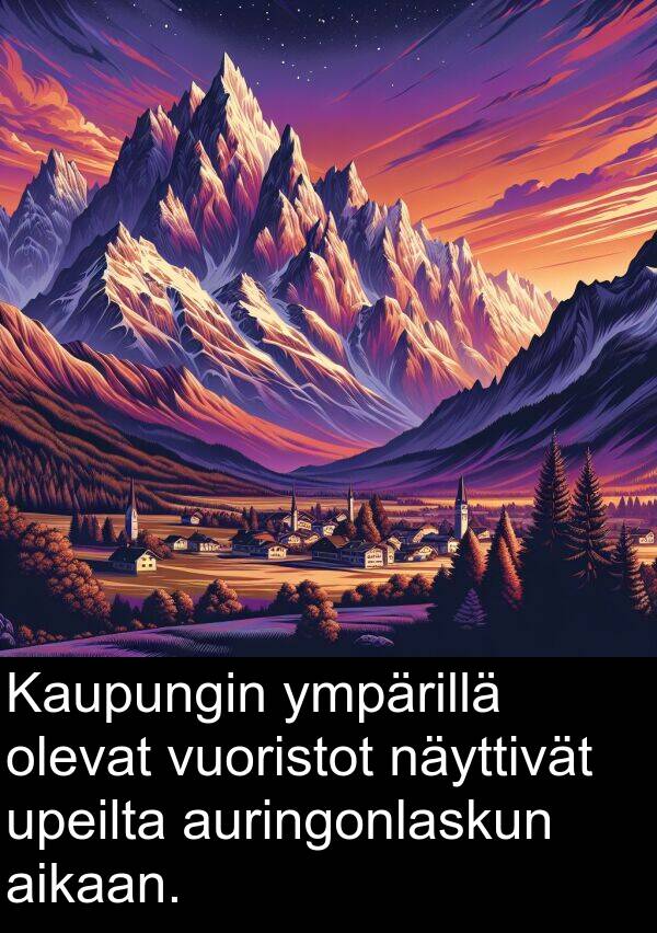 vuoristot: Kaupungin ympärillä olevat vuoristot näyttivät upeilta auringonlaskun aikaan.