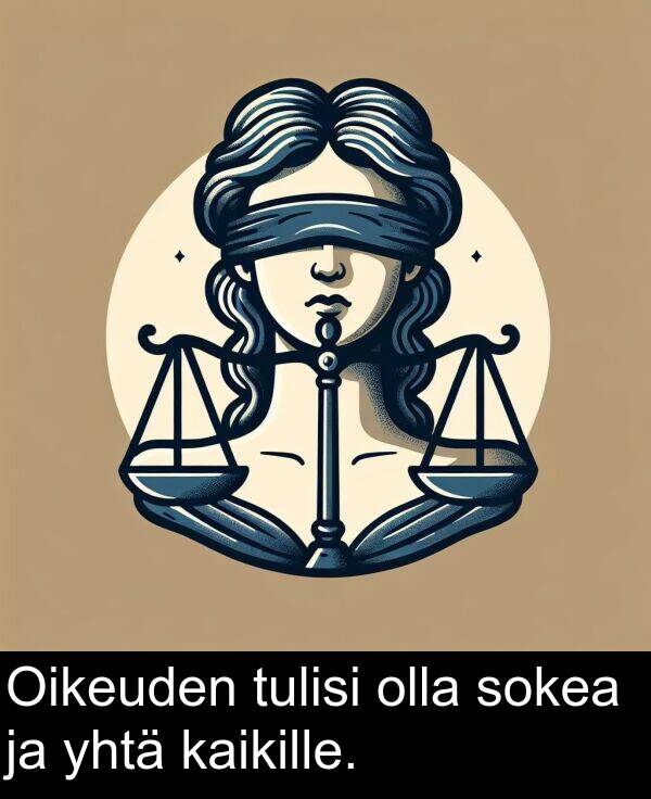sokea: Oikeuden tulisi olla sokea ja yhtä kaikille.