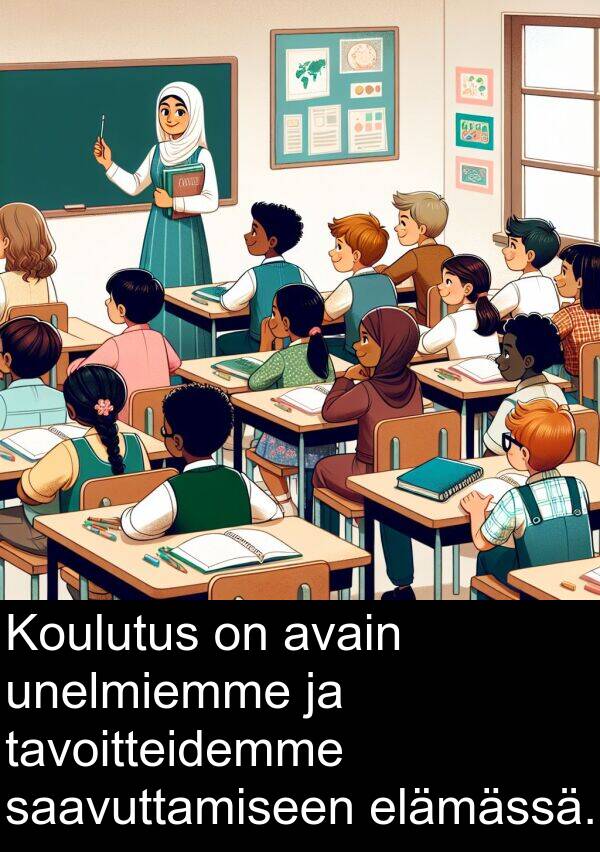 saavuttamiseen: Koulutus on avain unelmiemme ja tavoitteidemme saavuttamiseen elämässä.